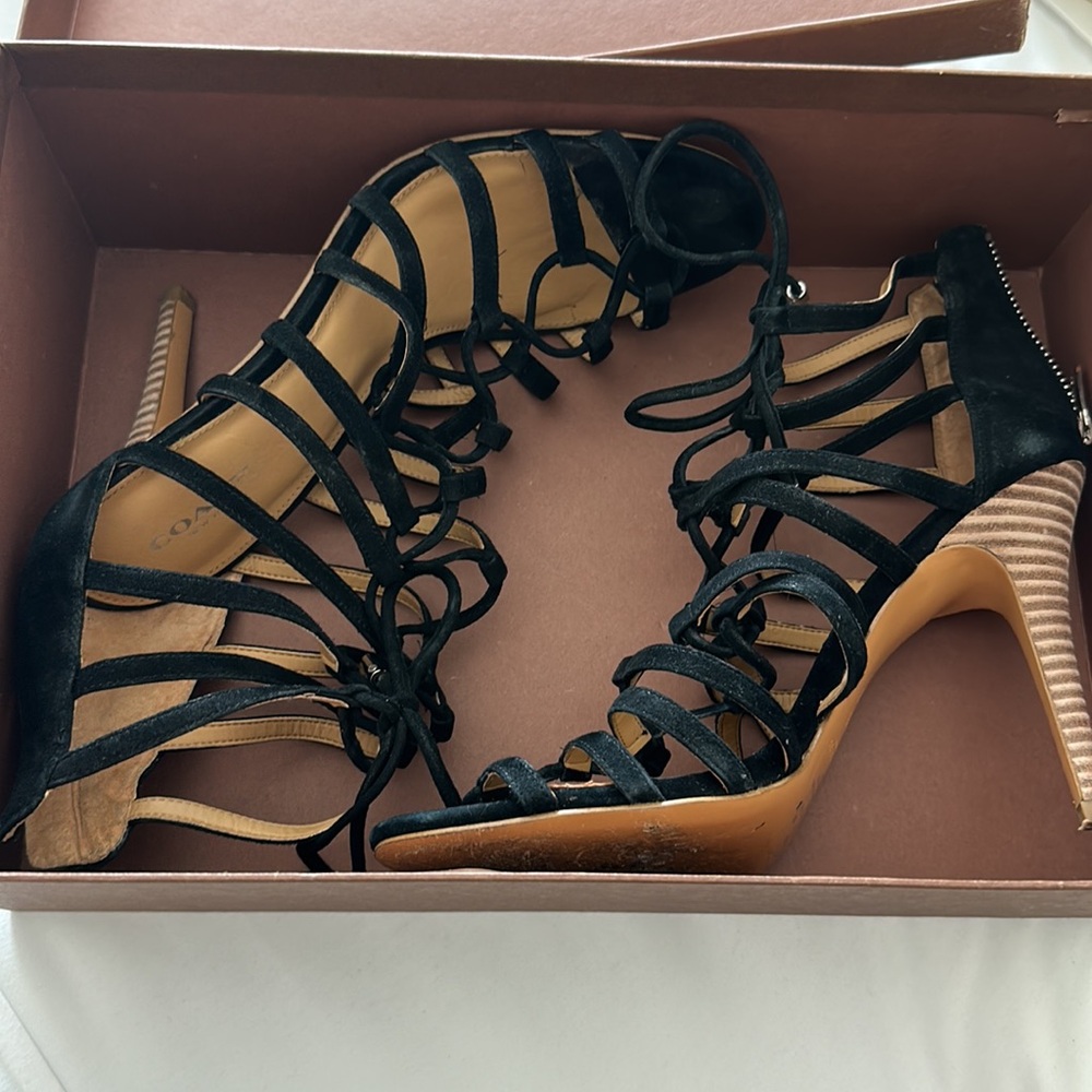 Coach Salvadora Black Suede Lace up Sandal - SIZE 8.5 - Picture 3 of 12